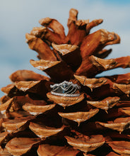 Load image into Gallery viewer, Beautiful mountain base ring surrounded by the sparkle of “snow” and diamonds