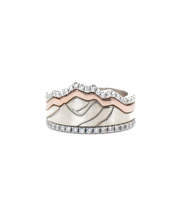 Premium stackable mountain ring